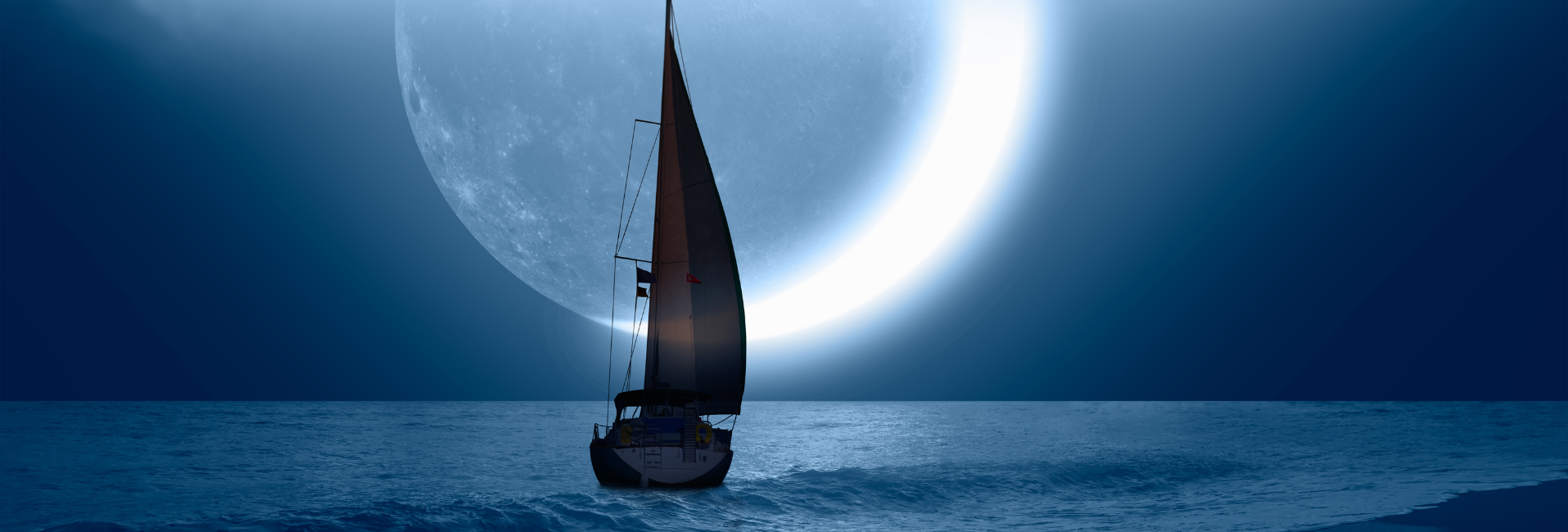 barco navegando en media noche