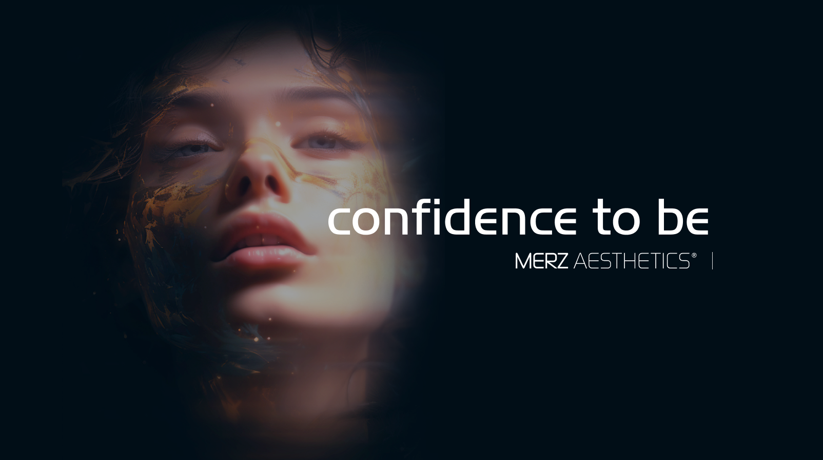 Imagen artística de Merz Aesthetics con el mensaje 'Confidence to be'.