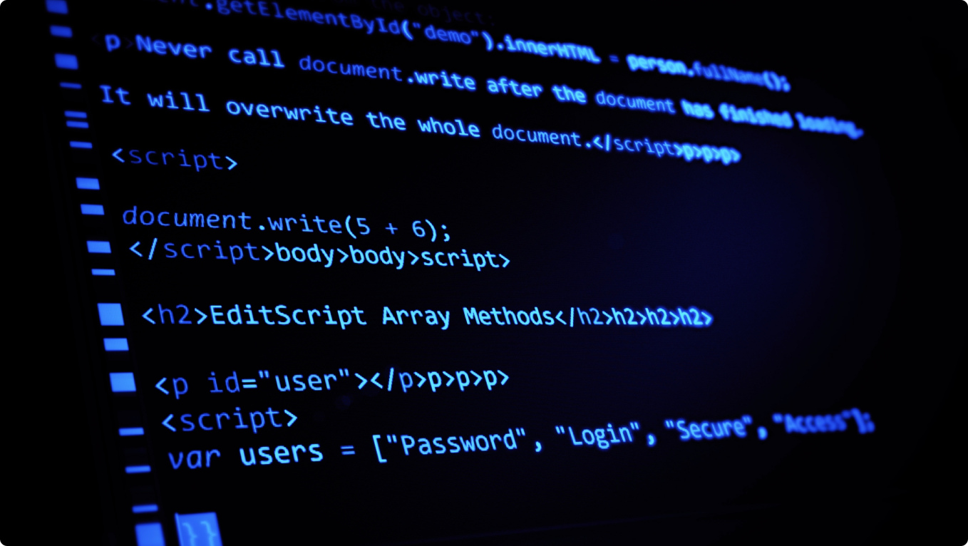Código de programación resaltado en pantalla con fondo oscuro.